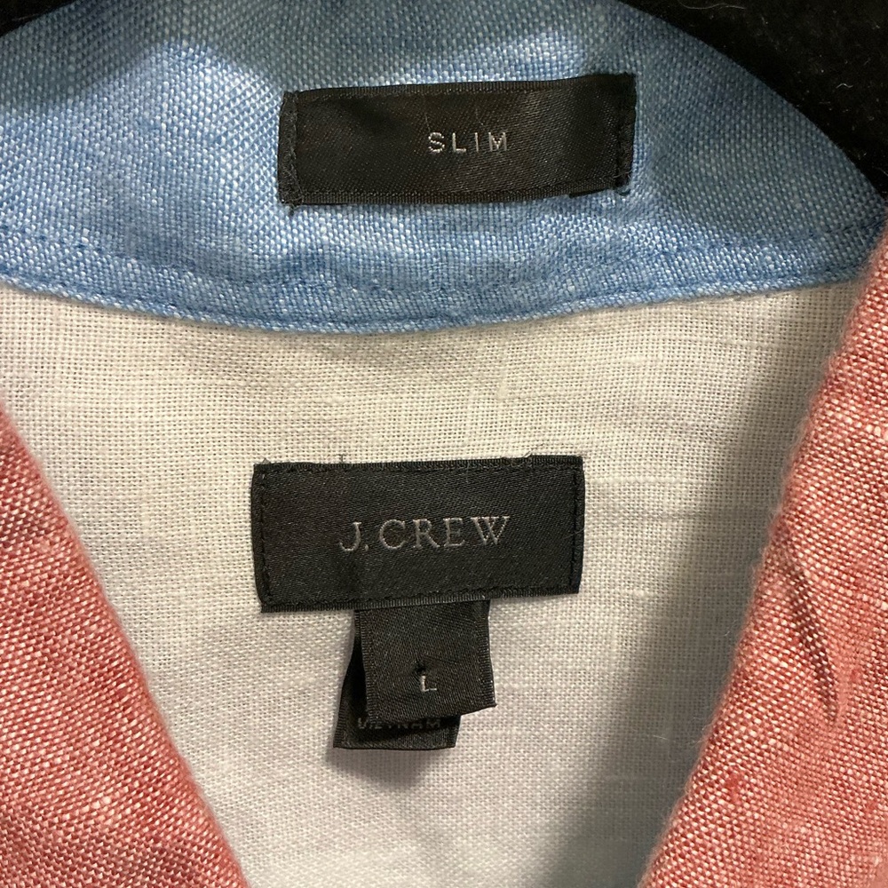 J.Crew Linen Patchwork Long Sleeve Button Down Me… - image 3
